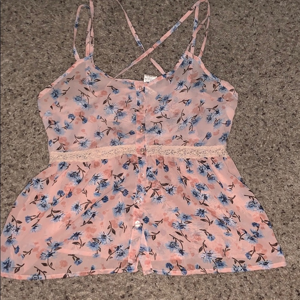 Sheer floral multi colored top